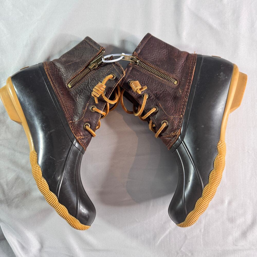 Sperry Saltwater Duck Boots Womens Sz 8 Brown Leather Waterproof Rain Snow - Picture 6 of 8